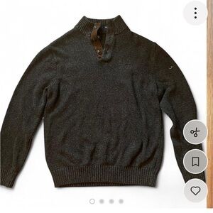 Black Sweater with Button Collar